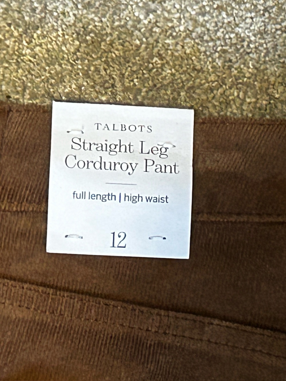 NWT Talbots Brown Corduroy Straight Leg Pants Size 12 - Picture 6 of 10